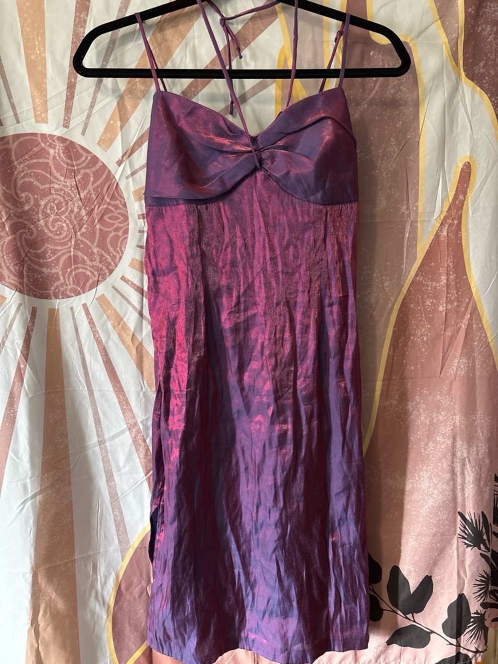 May Queen Iridescent Purple-Pink Slip Dress